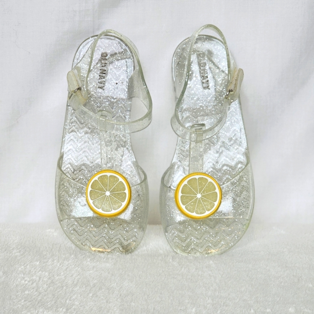 OLD NAVY | Toddler Girl's Clear & Yellow Lemon 🍋 Print Jelly Sandals
